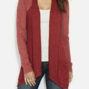 NWT Lucky Brand red open front heavy knit cardigan